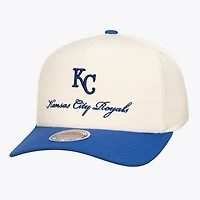Men's Mitchell & Ness  Cream/Royal Kansas City Royals Flawless Stretch-Snapback Hat