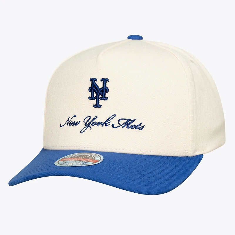 Men's Mitchell & Ness Cream/Royal New York Mets Flawless Stretch-Snapback Hat
