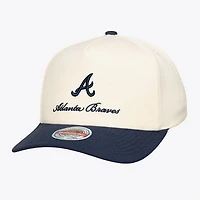 Men's Mitchell & Ness  Cream/Navy Atlanta Braves Flawless Stretch-Snapback Hat