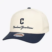 Men's Mitchell & Ness  Cream/Navy Cleveland Guardians Flawless Stretch-Snapback Hat