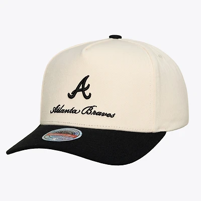 Men's Mitchell & Ness Cream/Black Atlanta Braves Flawless Stretch Snapback Hat