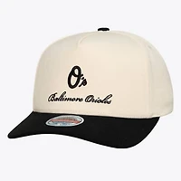 Men's Mitchell & Ness  Cream/Black Baltimore Orioles Flawless Stretch Snapback Hat