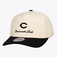 Men's Mitchell & Ness  Cream/Black Cincinnati Reds Flawless Stretch Snapback Hat