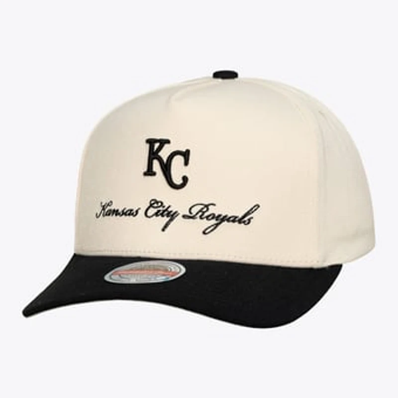Men's Mitchell & Ness Cream/Black Kansas City Royals Flawless Stretch Snapback Hat