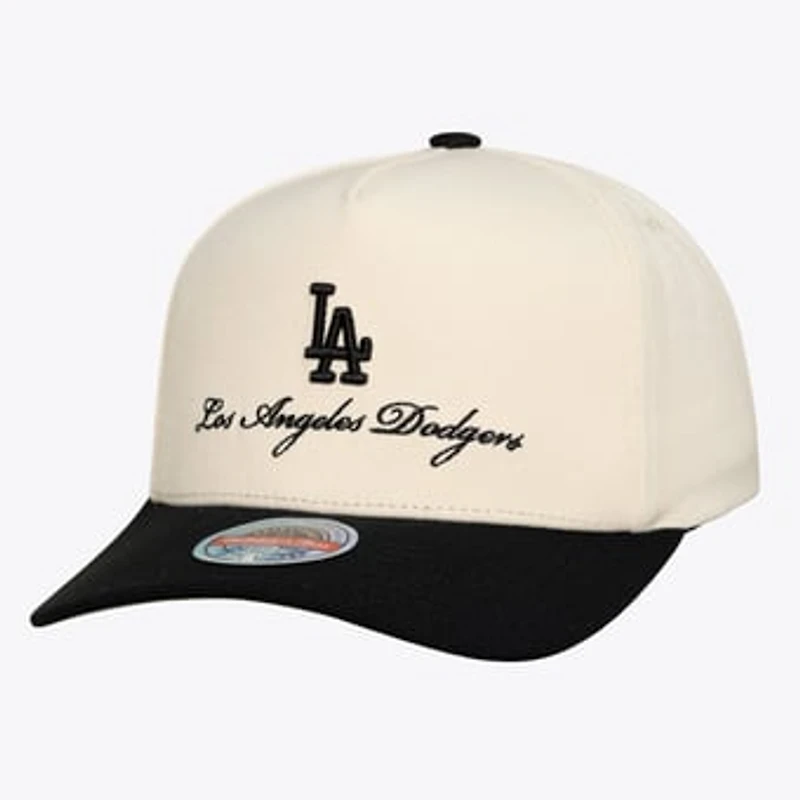 Men's Mitchell & Ness Cream/Black Los Angeles Dodgers Flawless Stretch Snapback Hat
