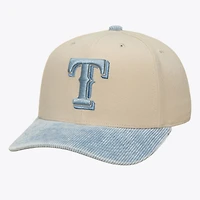 Men's Mitchell & Ness  Cream/Light Blue Texas Rangers Washed Corduroy Pro Crown Snapback Hat