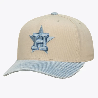 Men's Mitchell & Ness Cream/Light Blue Houston Astros Washed Corduroy Pro Crown Snapback Hat