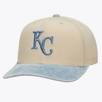Men's Mitchell & Ness  Cream/Light Blue Kansas City Royals Washed Corduroy Pro Crown Snapback Hat