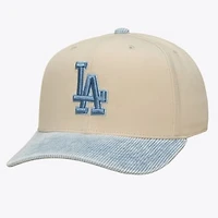 Men's Mitchell & Ness  Cream/Light Blue Los Angeles Dodgers Washed Corduroy Pro Crown Snapback Hat