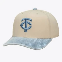 Men's Mitchell & Ness  Cream/Light Blue Minnesota Twins Washed Corduroy Pro Crown Snapback Hat