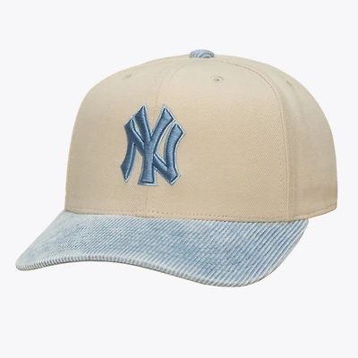 Men's Mitchell & Ness Cream/Light Blue New York Yankees Washed Corduroy Pro Crown Snapback Hat