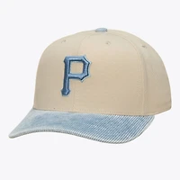 Men's Mitchell & Ness  Cream/Light Blue Pittsburgh Pirates Washed Corduroy Pro Crown Snapback Hat