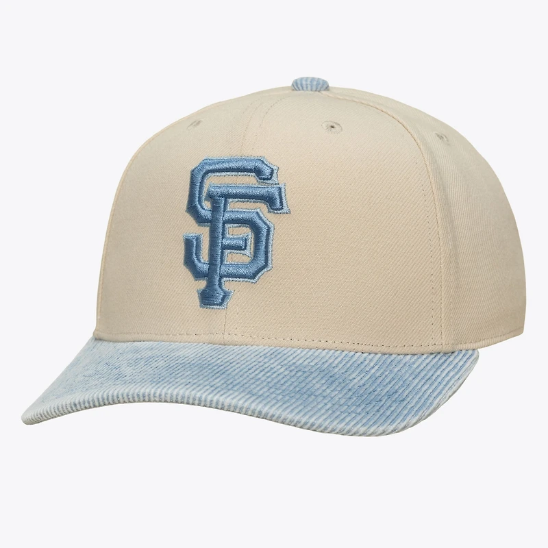 Men's Mitchell & Ness Cream/Light Blue San Francisco Giants Washed Corduroy Pro Crown Snapback Hat