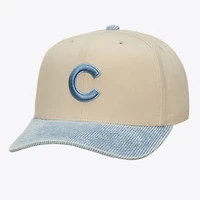 Men's Mitchell & Ness  Cream/Light Blue Chicago Cubs Washed Corduroy Pro Crown Snapback Hat