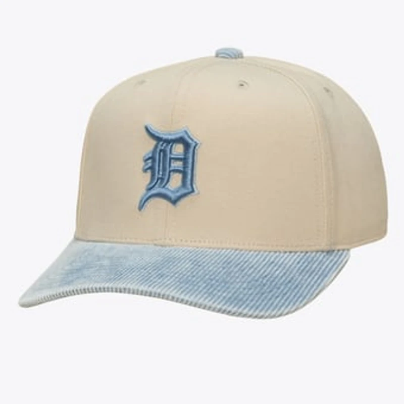 Men's Mitchell & Ness  Cream/Light Blue Detroit Tigers Washed Corduroy Pro Crown Snapback Hat
