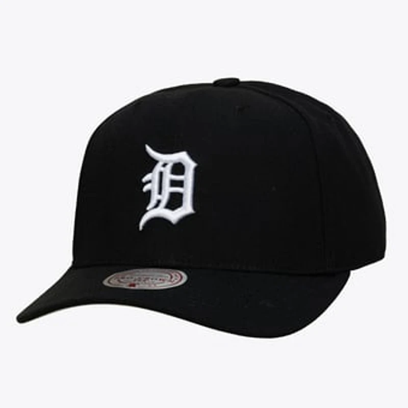 Men's Mitchell & Ness Black Detroit Tigers Black and White Pro Crown Snapback