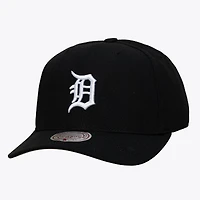 Men's Mitchell & Ness Black Detroit Tigers Black and White Pro Crown Snapback