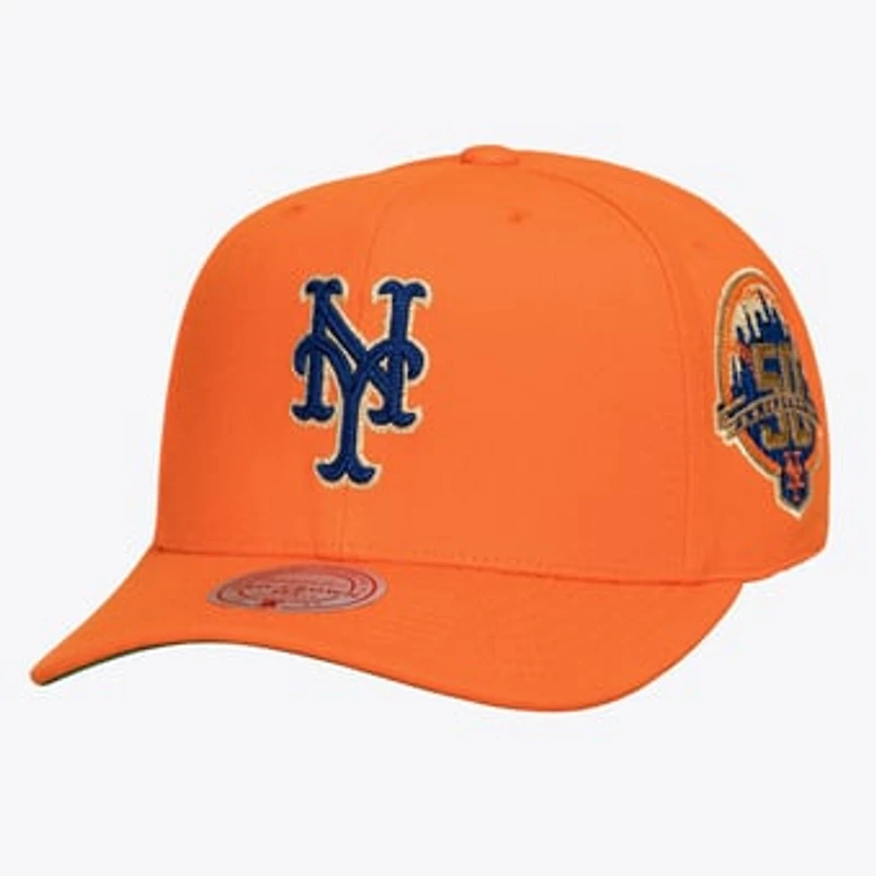 Men's Mitchell & Ness Orange New York Mets 50th Anniversary Patch Secondary Pro Snapback Hat
