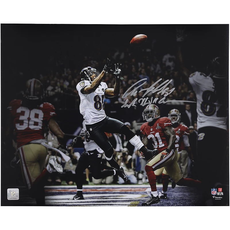 Anquan Boldin Baltimore Ravens Autographed 16" x 20" Super Bowl XLVII Touchdown Catch Spotlight Photograph with "SB XLVII Champs" Inscription