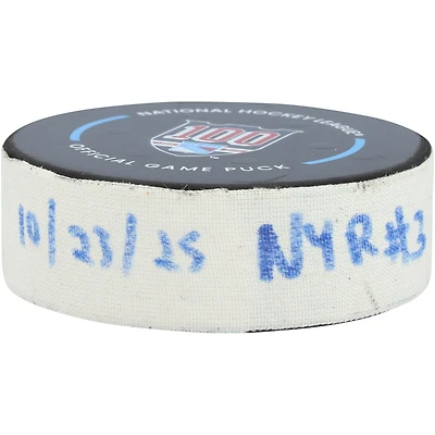 Juuso Parssinen New York Rangers Game-Used Goal Puck vs. San Jose Sharks on October 23, 2025