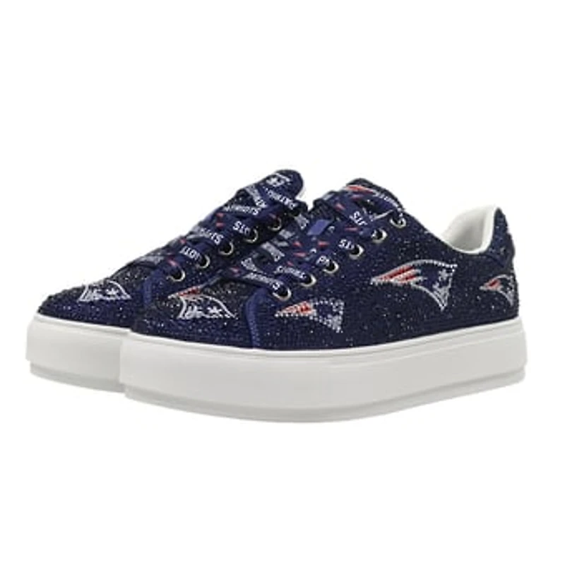 Women's Cuce  Navy New England Patriots Crystal Team Logo Sneakers