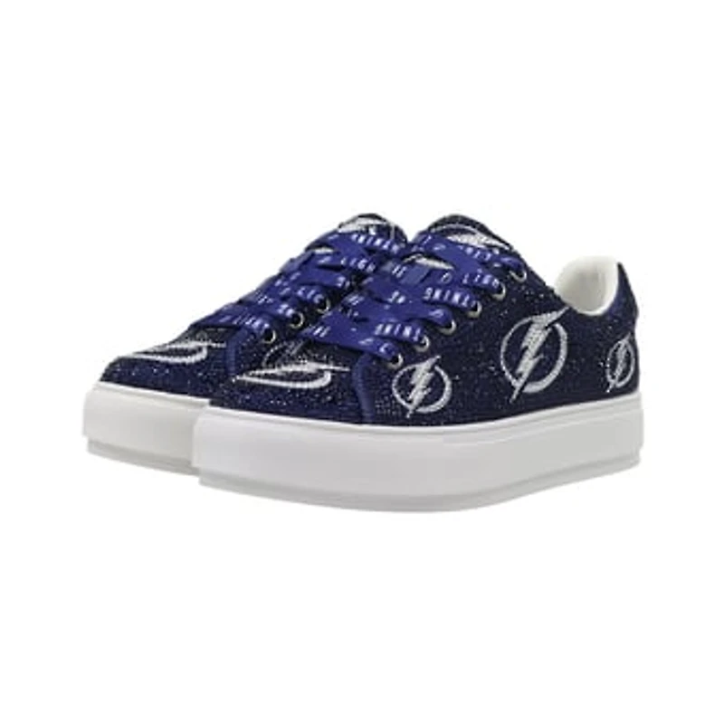 Women's Cuce  Navy Tampa Bay Lightning Crystal Team Logo Sneakers