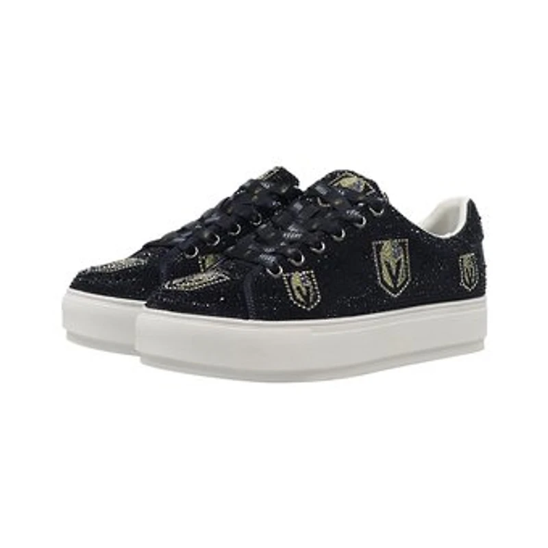 Women's Cuce Black Vegas Golden Knights Crystal Team Logo Sneakers