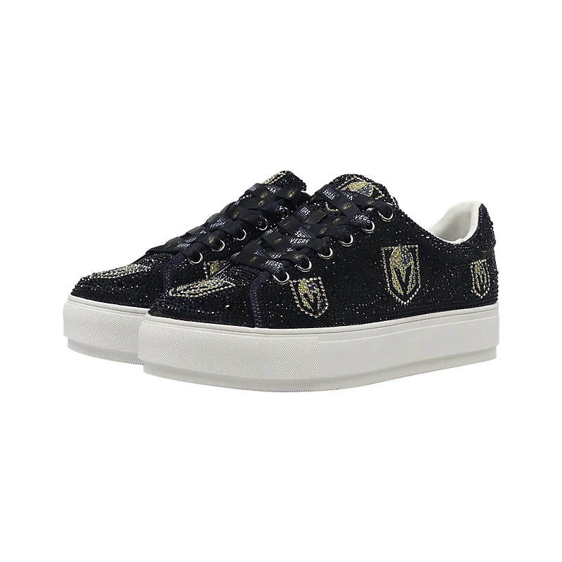 Women's Cuce Black Vegas Golden Knights Crystal Team Logo Sneakers