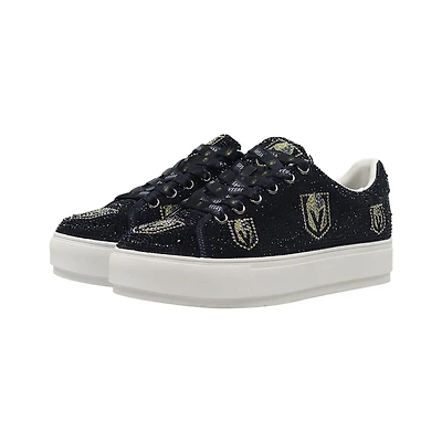 Women's Cuce Black Vegas Golden Knights Crystal Team Logo Sneakers