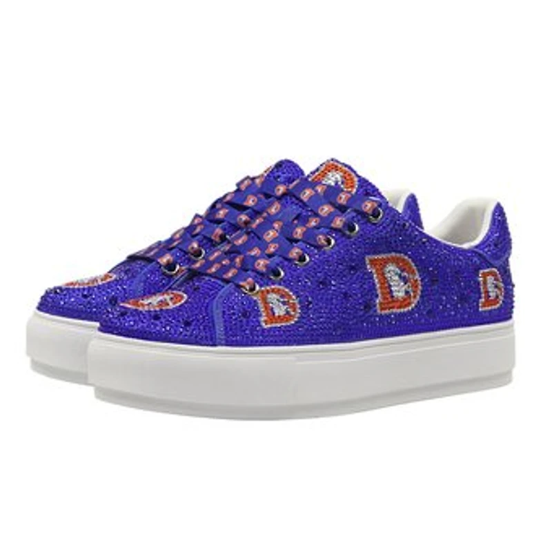 Women's Cuce Royal Denver Broncos Crystal Team Logo Sneakers