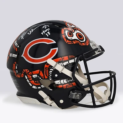 Brian Urlacher Chicago Bears Autographed Riddell Speed Authentic Helmet with "HOF 18" Inscription - Art by Distortedd - Limited Edition #1/1 - WN55916779