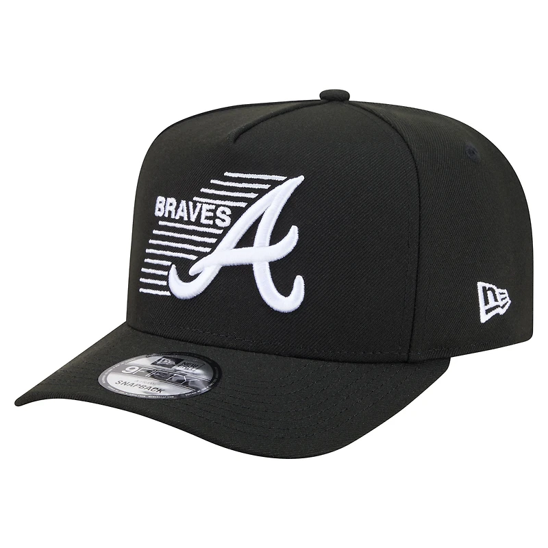 Men's New Era Black Atlanta Braves Motion A-Frame 9FIFTY Snapback Hat