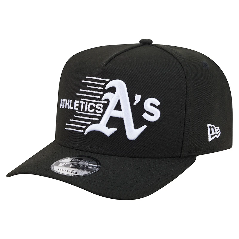 Men's New Era Black Athletics Motion A-Frame 9FIFTY Snapback Hat