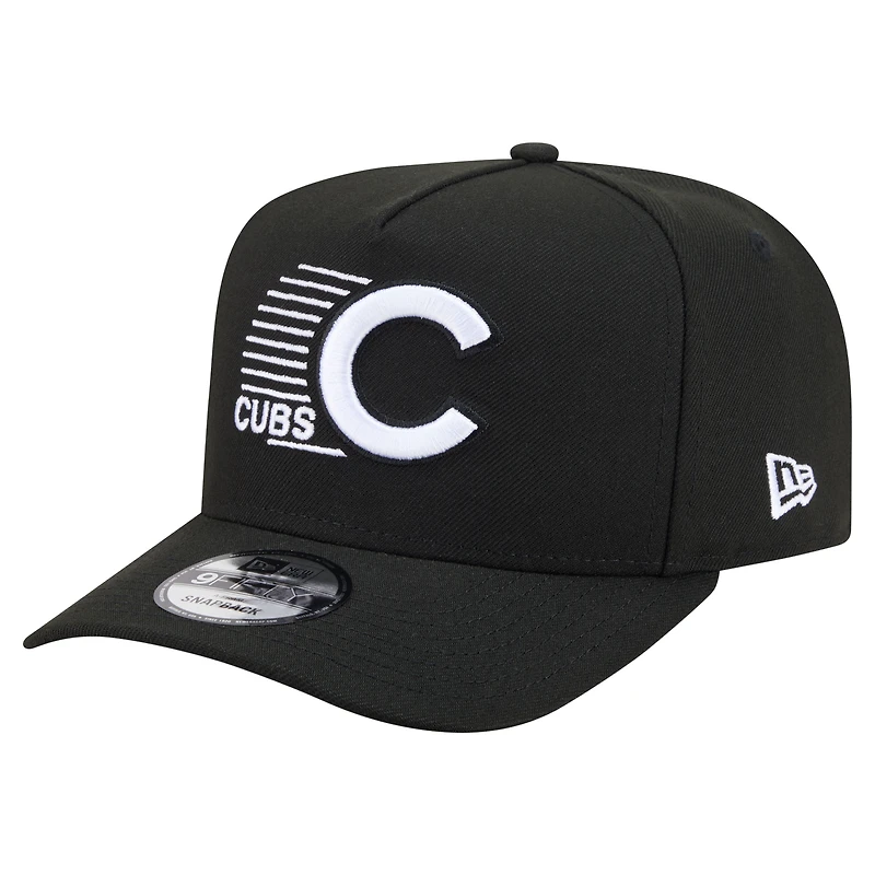 Men's New Era Black Chicago Cubs Motion A-Frame 9FIFTY Snapback Hat