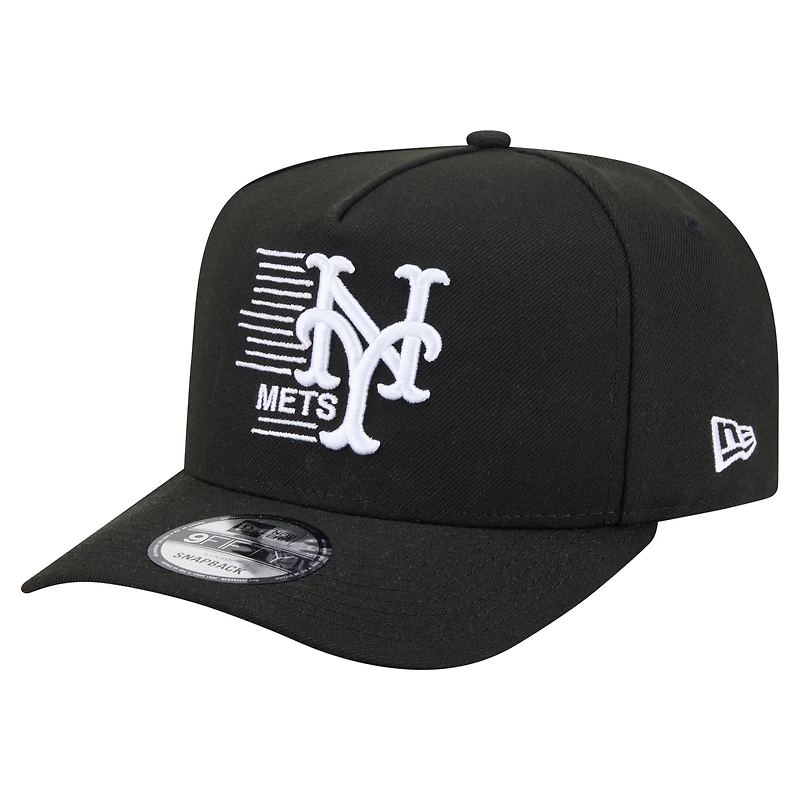 Men's New Era  Black New York Mets Motion A-Frame 9FIFTY Snapback Hat