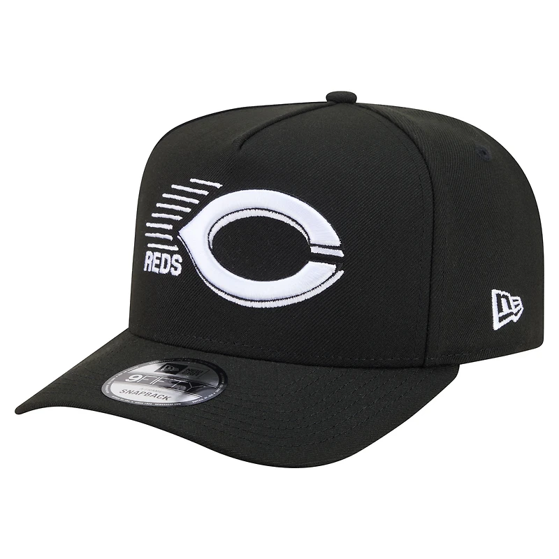 Men's New Era Black Cincinnati Reds Motion A-Frame 9FIFTY Snapback Hat