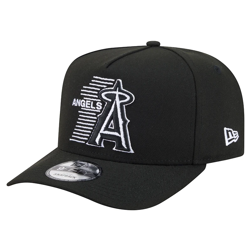 Men's New Era Black Los Angeles Angels Motion A-Frame 9FIFTY Snapback Hat