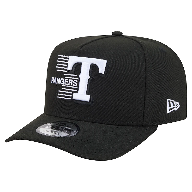 Men's New Era Black Texas Rangers Motion A-Frame 9FIFTY Snapback Hat