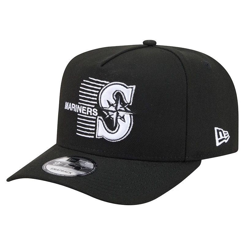 Men's New Era Black Seattle Mariners Motion A-Frame 9FIFTY Snapback Hat