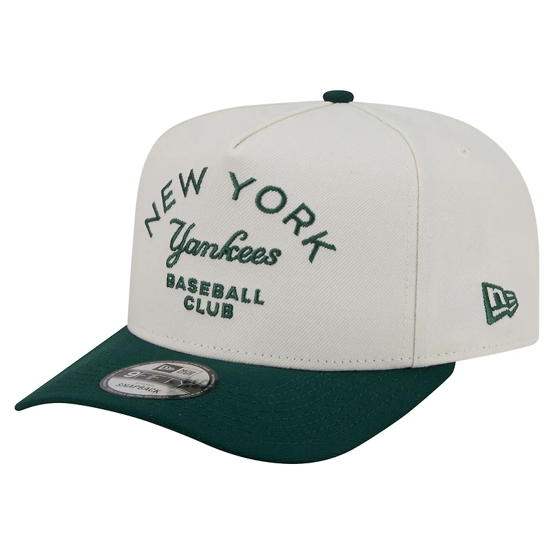 Men's New Era Cream/Dark Green New York Yankees Chrome A-Frame 9FIFTY Snapback Hat
