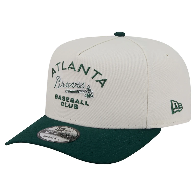 Men's New Era Cream/Dark Green Atlanta Braves Chrome A-Frame 9FIFTY Snapback Hat