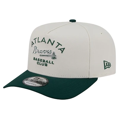 Men's New Era Cream/Dark Green Atlanta Braves Chrome A-Frame 9FIFTY Snapback Hat