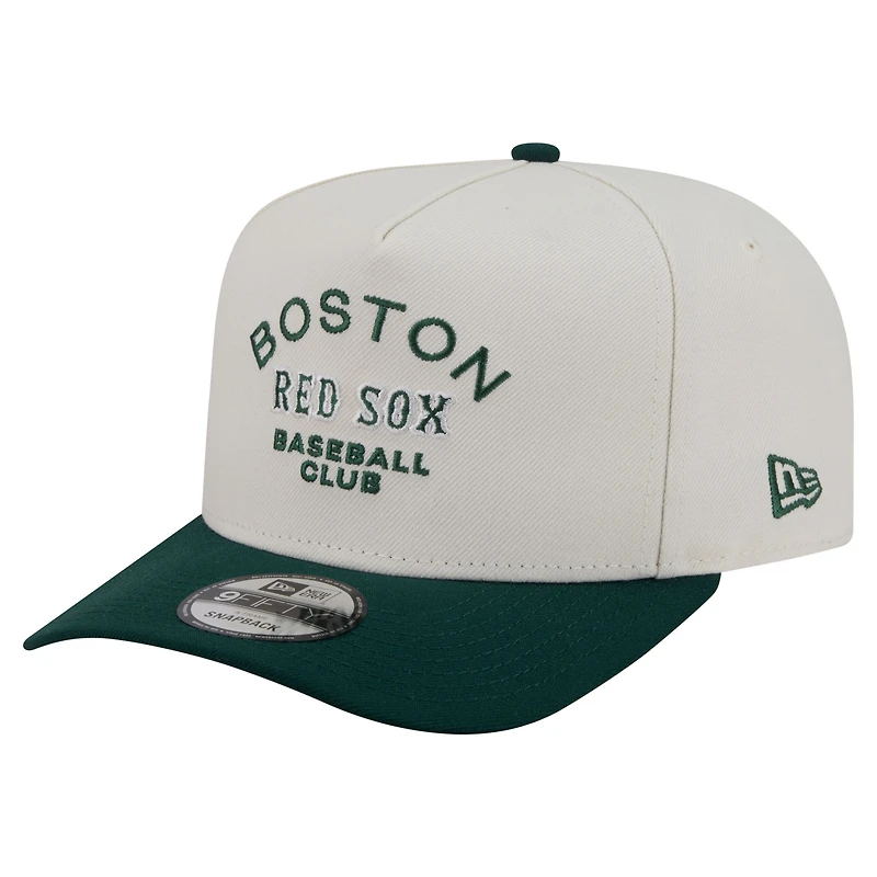Men's New Era Cream/Dark Green Boston Red Sox Chrome A-Frame 9FIFTY Snapback Hat