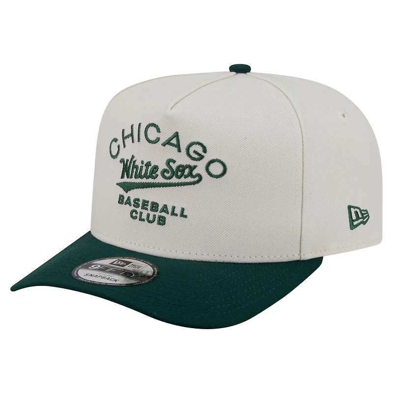 Men's New Era Cream/Dark Green Chicago White Sox Chrome A-Frame 9FIFTY Snapback Hat
