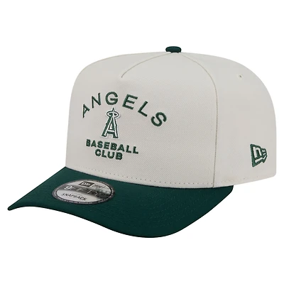Men's New Era Cream/Dark Green Los Angeles Angels Chrome A-Frame 9FIFTY Snapback Hat