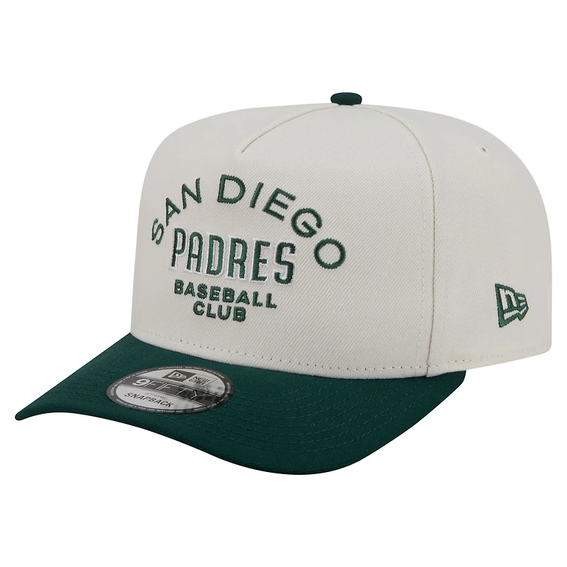 Men's New Era Cream/Dark Green San Diego Padres Chrome A-Frame 9FIFTY Snapback Hat