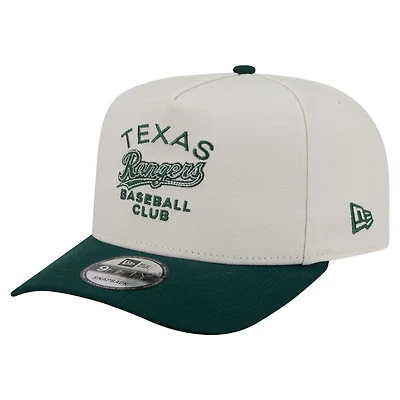 Men's New Era Cream/Dark Green Texas Rangers Chrome A-Frame 9FIFTY Snapback Hat