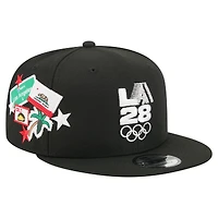 Men's New Era Black LA28 Summer Olympics City Patch 9FIFTY Snapback Hat