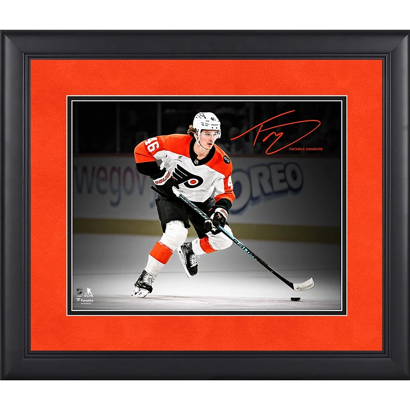 Trevor Zegras Philadelphia Flyers Facsimile Signature Framed 11" x 14" Spotlight Photograph