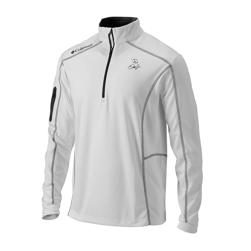 Men's Columbia White Dale Earnhardt Jr. Omni-Wick Shotgun Quarter-Zip Pullover